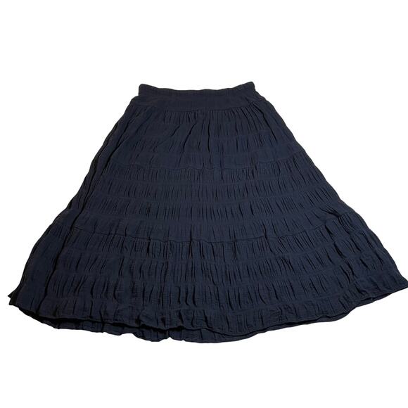 Max Studio Tiered Midi Skirt Size L Prairie Cottagecore Coastal Boho Festival - Picture 2 of 6